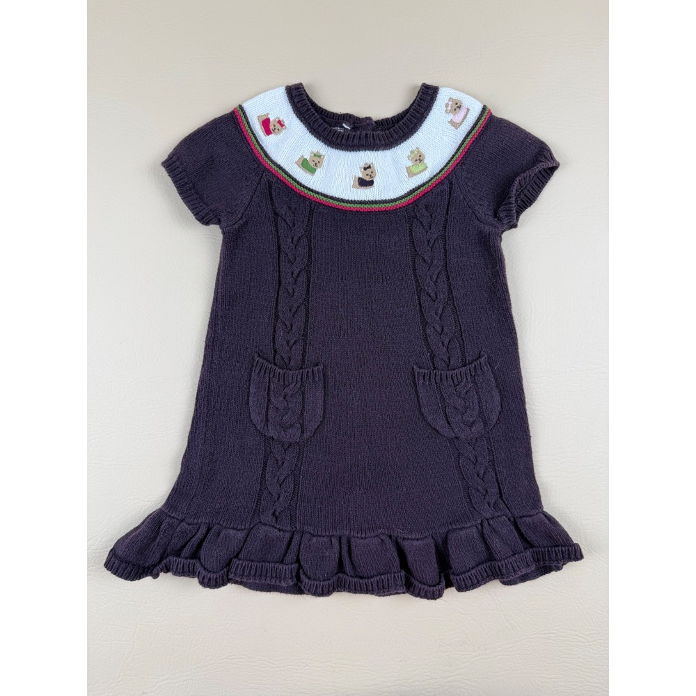 Preppy Cottagecore Sweater Dress Embroidered Teddy Bear‎ 2T Gymboree